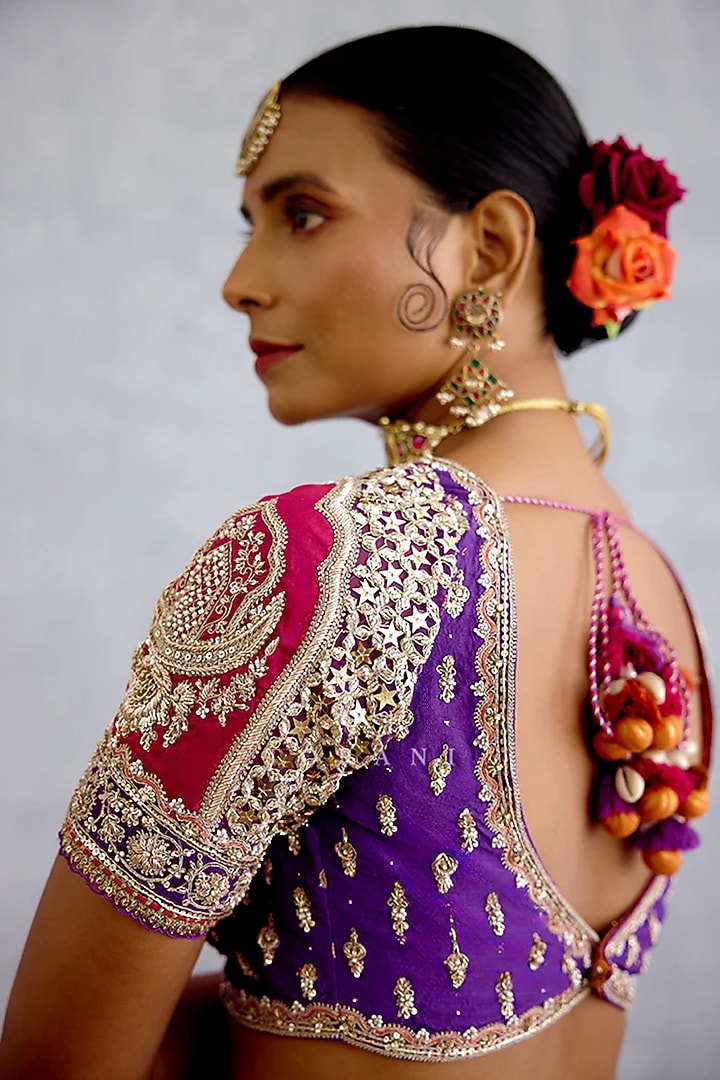 Purple Jeni Silk Embroidered Blouse by TORANI at Pernia's Pop Up Shop