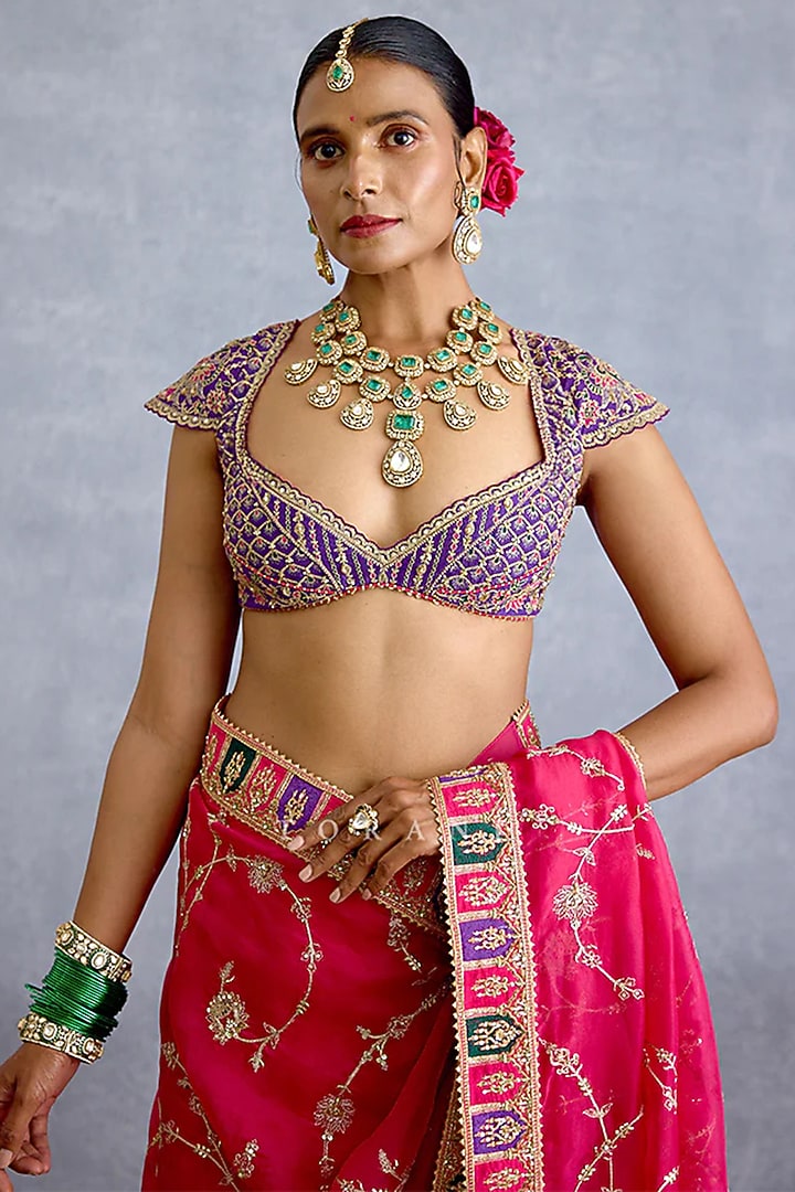 Purple Jeni Silk Embroidered Blouse by TORANI at Pernia's Pop Up Shop