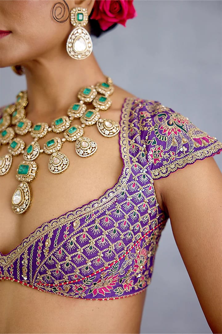 Purple Jeni Silk Embroidered Blouse by TORANI at Pernia's Pop Up Shop