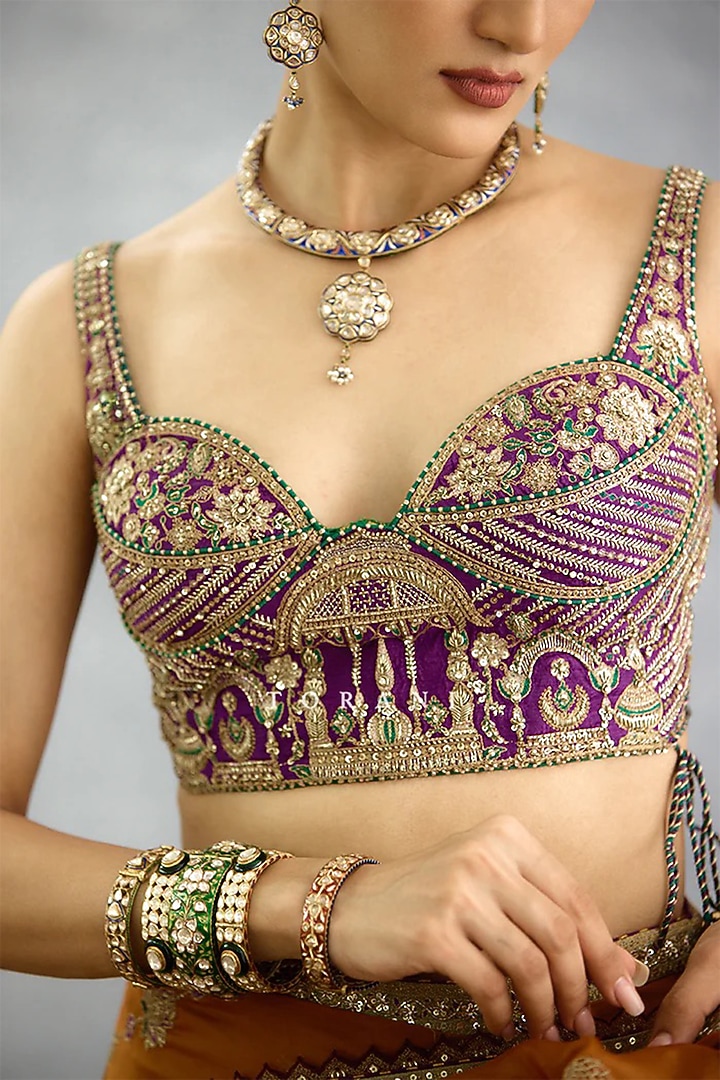 Purple Jeni Silk Embroidered Blouse by TORANI at Pernia's Pop Up Shop