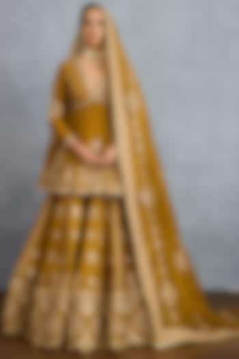 Ochre Jeni Silk Embroidered Mehre Heer Bridal Lehenga Set by TORANI at Pernia's Pop Up Shop