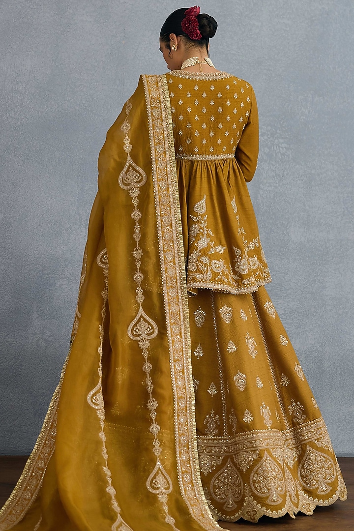 Ochre Jeni Silk Embroidered Mehre Heer Bridal Lehenga Set by TORANI at Pernia's Pop Up Shop