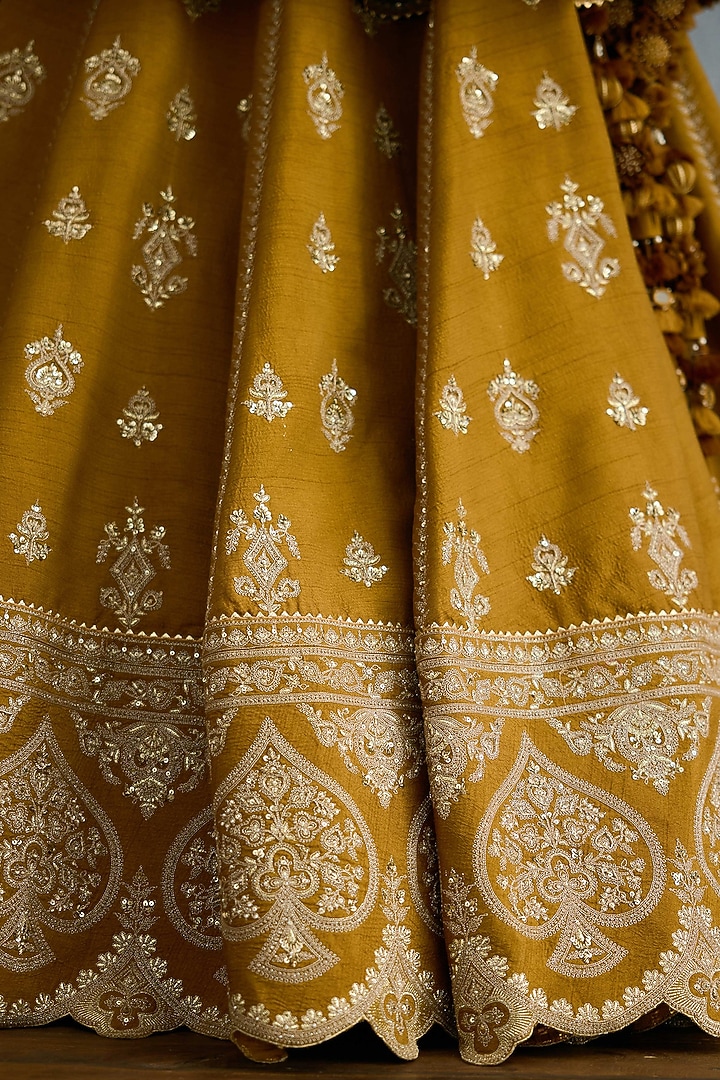 Ochre Jeni Silk Embroidered Mehre Heer Bridal Lehenga Set by TORANI at Pernia's Pop Up Shop