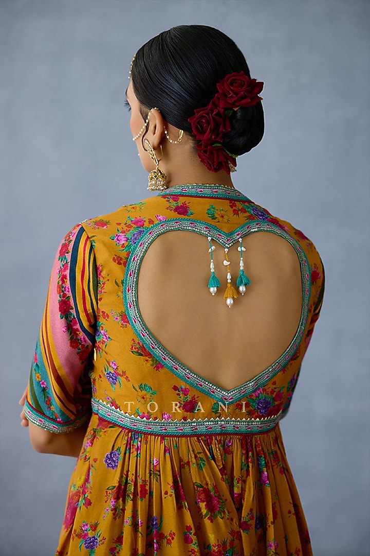 Yellow Slub Silk Digital Printed Bridal Sharara Set by TORANI at Pernia's Pop Up Shop