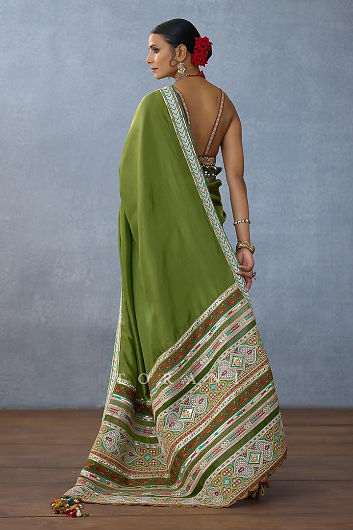 Green Tissue Embroidered Wedding Saree by TORANI at Pernia's Pop Up Shop