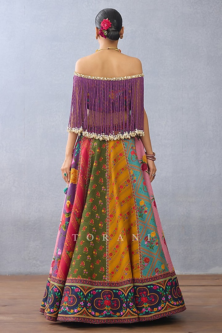 Purple Jeni Silk Floral Printed Bridal Bridal Lehenga Set by TORANI at Pernia's Pop Up Shop