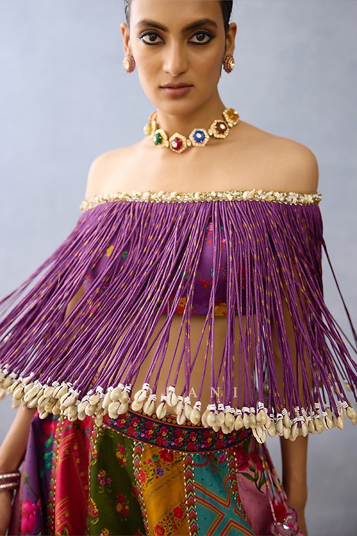 Purple Jeni Silk Floral Printed Bridal Bridal Lehenga Set by TORANI at Pernia's Pop Up Shop