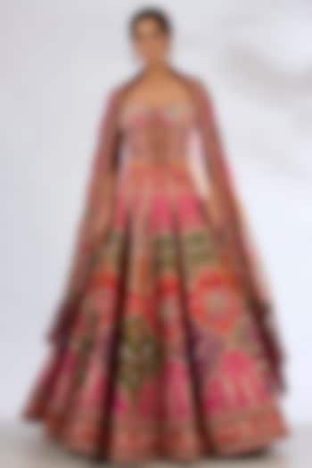 Multi-Colored Silk Hand Embroidered Bridal Lehenga Set by Torani at Pernia's Pop Up Shop