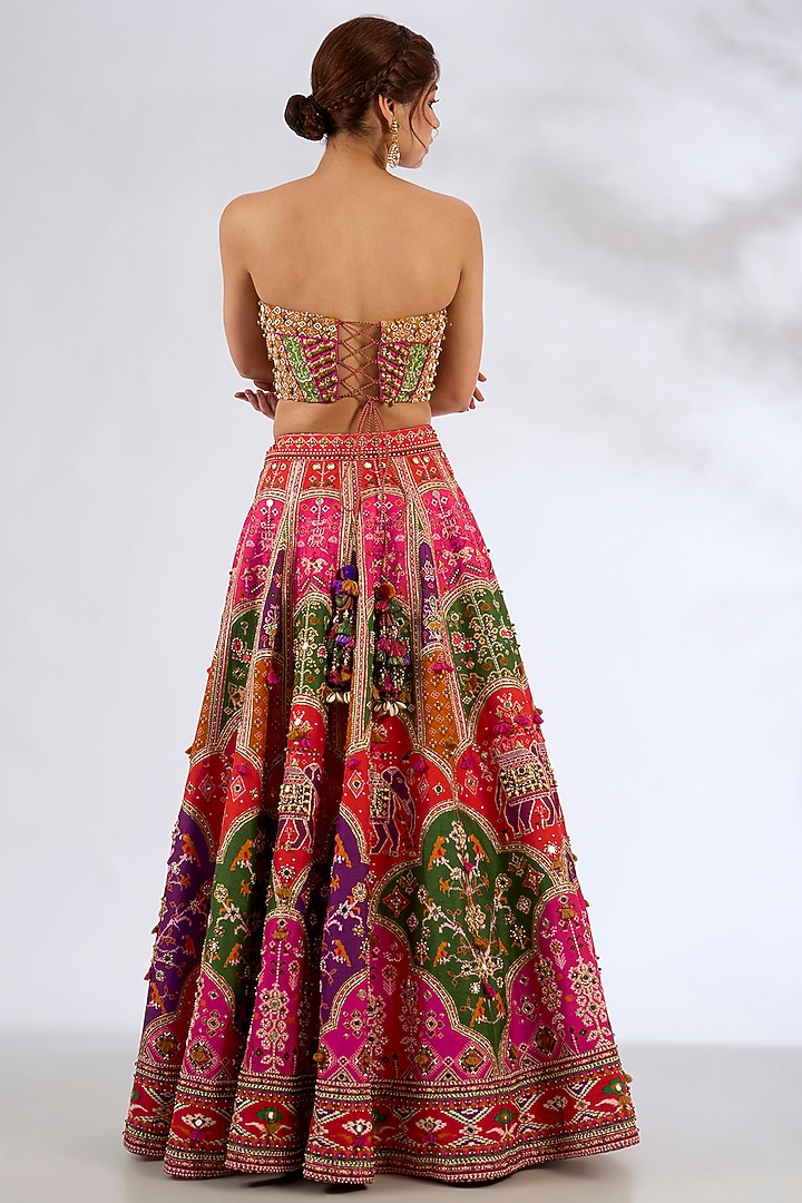 Multi-Colored Silk Hand Embroidered Bridal Lehenga Set by Torani at Pernia's Pop Up Shop