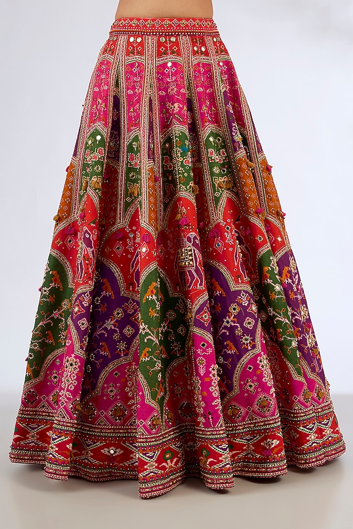 Multi-Colored Silk Hand Embroidered Bridal Lehenga Set by Torani at Pernia's Pop Up Shop