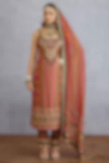 Multi-Colored Dola Silk Floral Printed Kurta Set by TORANI at Pernia's Pop Up Shop