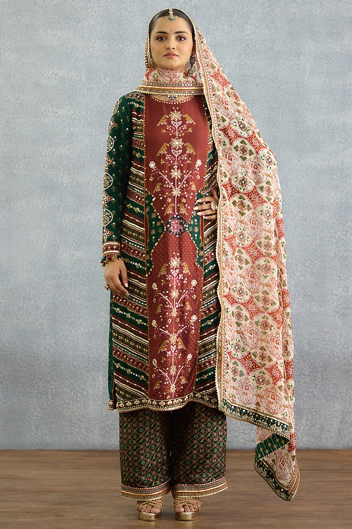 Multi-Colored Dola Silk Patola Printed Kurta Set by TORANI at Pernia's Pop Up Shop
