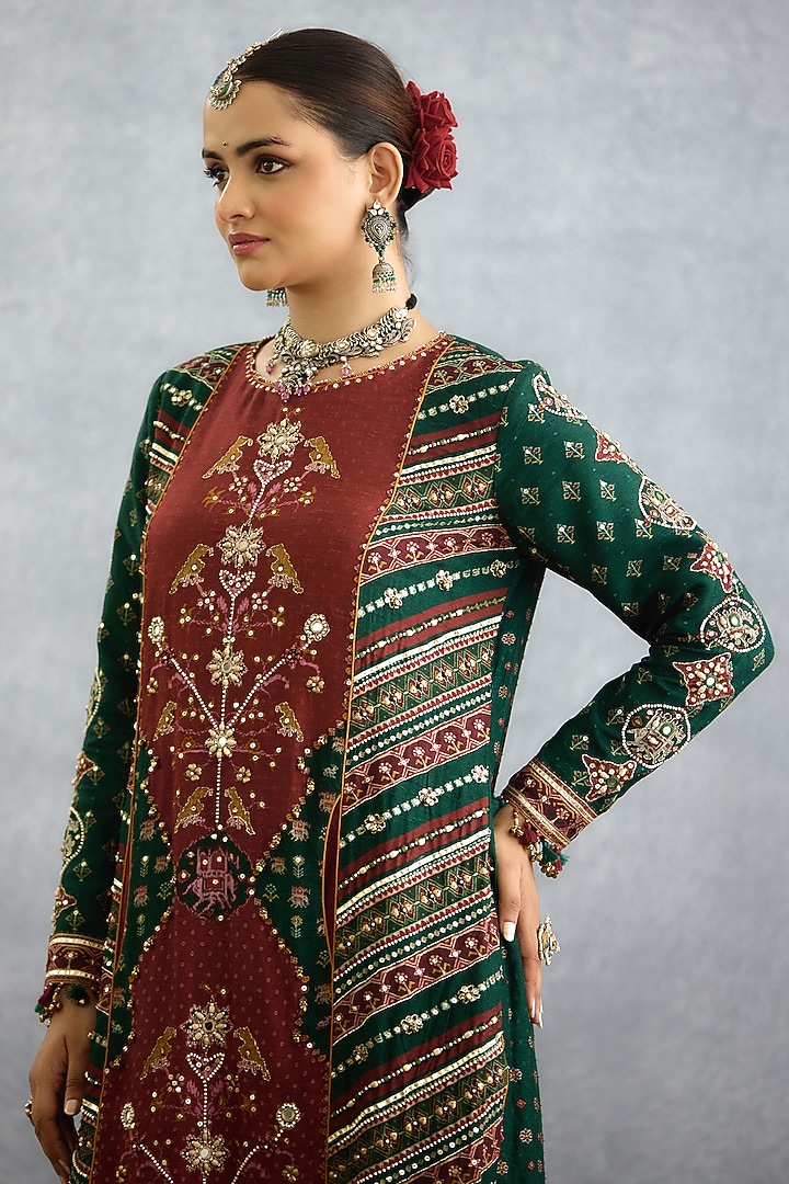 Multi-Colored Dola Silk Patola Printed Kurta Set by TORANI at Pernia's Pop Up Shop