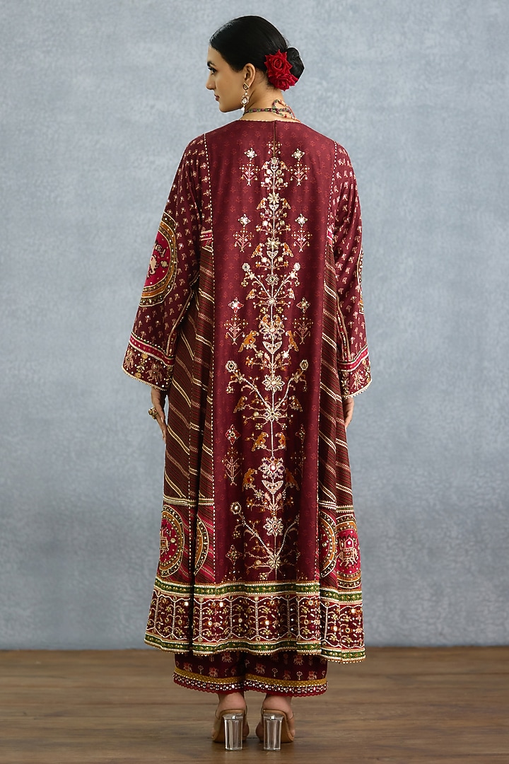 Maroon Dola Silk Patola Printed Kurta Set by TORANI at Pernia's Pop Up Shop