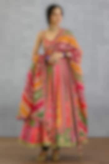 Multi-Colored Dola Silk Patola Printed Bridal Anarkali Set by TORANI at Pernia's Pop Up Shop
