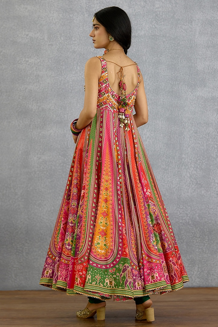 Multi-Colored Dola Silk Patola Printed Bridal Anarkali Set by TORANI at Pernia's Pop Up Shop