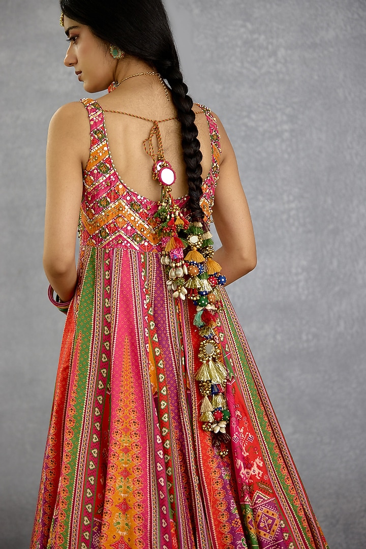 Multi-Colored Dola Silk Patola Printed Bridal Anarkali Set by TORANI at Pernia's Pop Up Shop