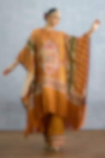Yellow Muslin Patola Printed Kaftan Set by TORANI at Pernia's Pop Up Shop
