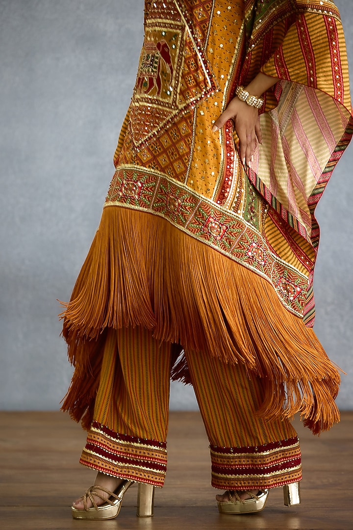 Yellow Muslin Patola Printed Kaftan Set by TORANI at Pernia's Pop Up Shop
