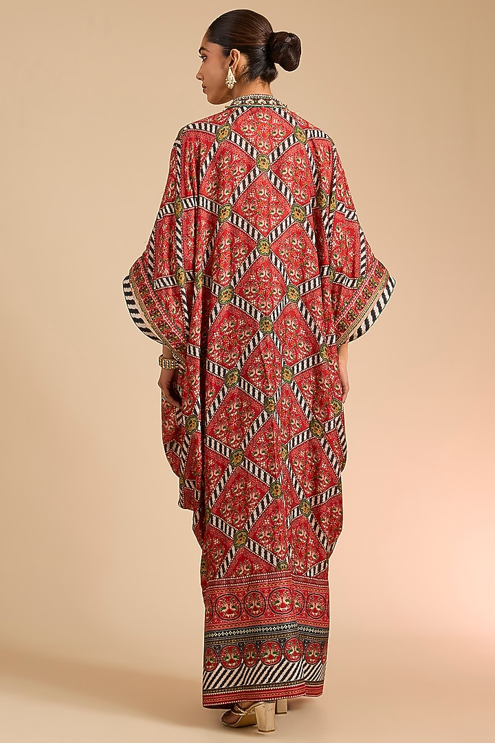 Red Dola Silk Kaftan by Torani at Pernia's Pop Up Shop