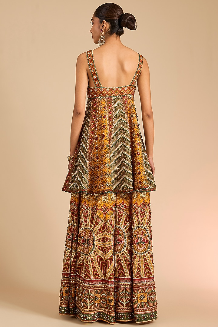 Multi-Colored Silk Patola Printed Bridal Sharara Set by Torani at Pernia's Pop Up Shop