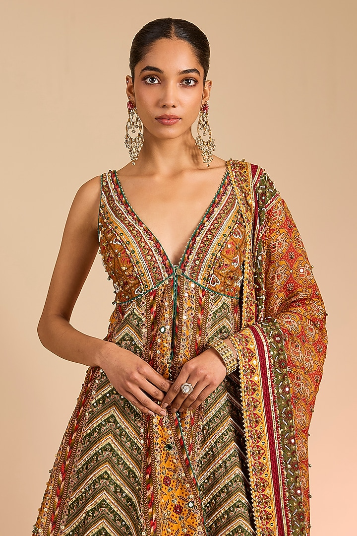 Multi-Colored Silk Patola Printed Bridal Sharara Set by Torani at Pernia's Pop Up Shop
