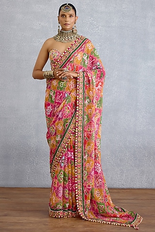Multi-Colored Georgette Patola Printed Saree by TORANI