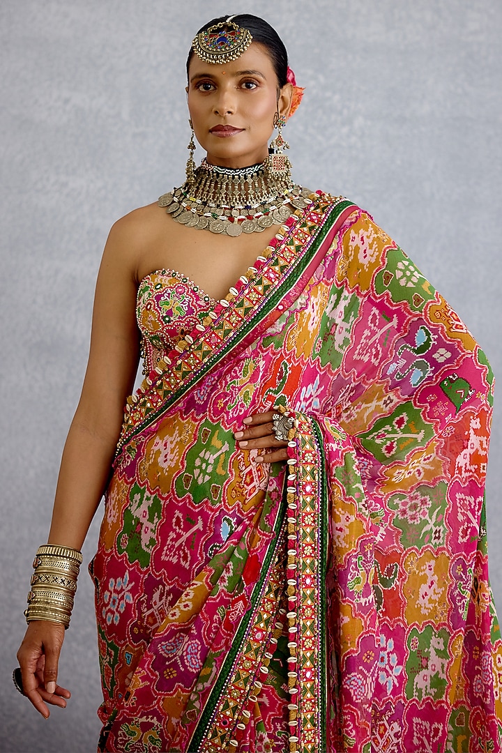 Multi-Colored Georgette Patola Printed Wedding Saree by TORANI at Pernia's Pop Up Shop