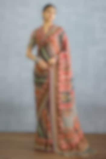 Multi-Colored Dola Silk Digital Printed Reception Saree by TORANI at Pernia's Pop Up Shop