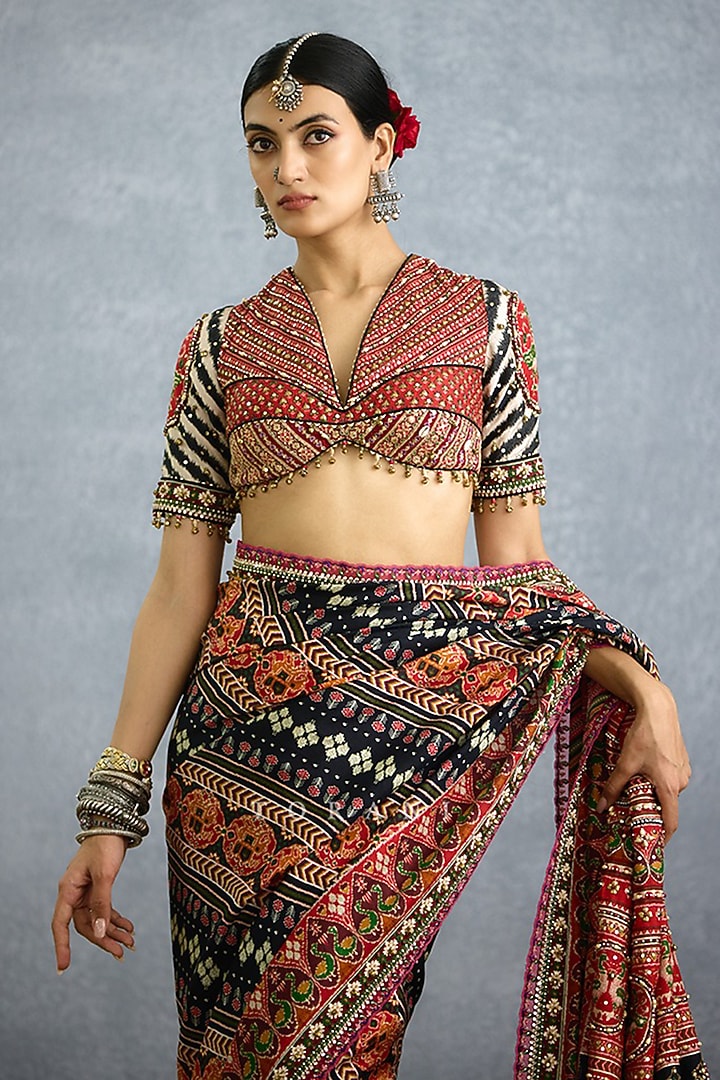 Multi-Colored Jeni Silk Digital Printed & Embroidered Blouse by TORANI at Pernia's Pop Up Shop