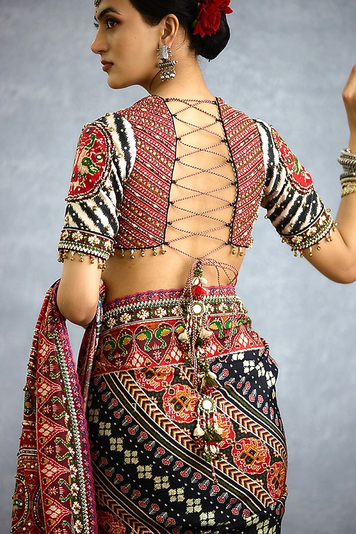 Multi-Colored Jeni Silk Digital Printed & Embroidered Blouse by TORANI at Pernia's Pop Up Shop