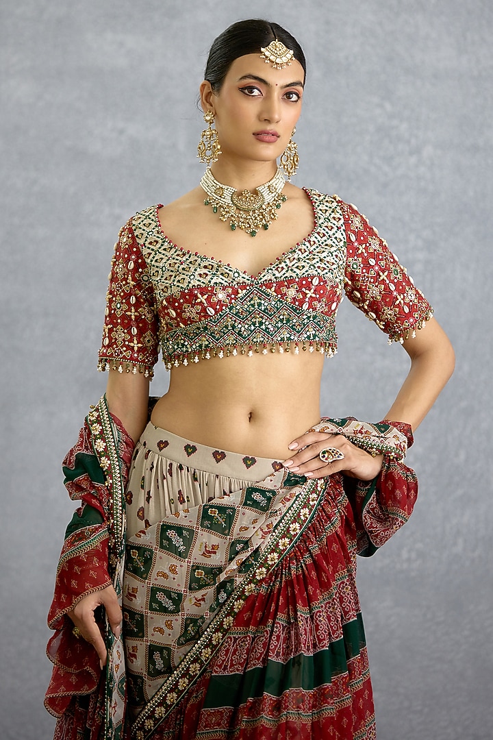 Multi-Colored Jeni Silk Patola Printed Blouse by TORANI at Pernia's Pop Up Shop