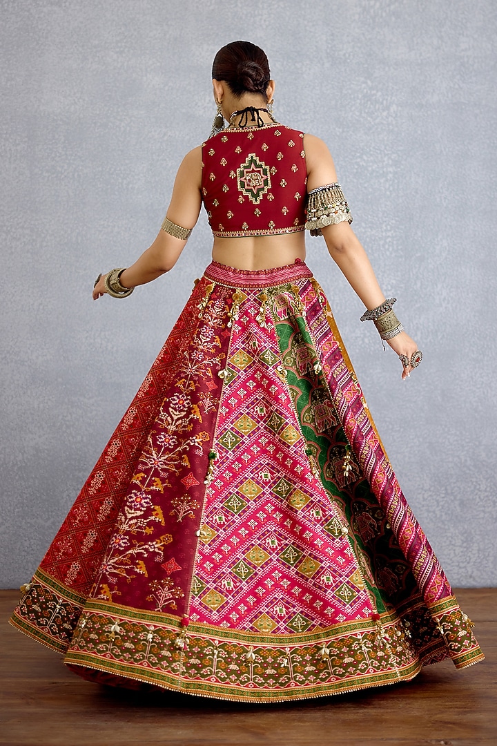 Multi-Colored Jeni Silk Chevron Printed Bridal Lehenga Set by TORANI at Pernia's Pop Up Shop