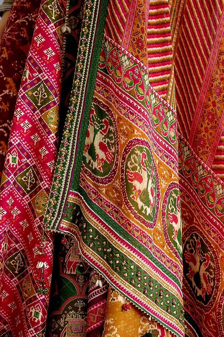 Multi-Colored Jeni Silk Chevron Printed Bridal Lehenga Set by TORANI at Pernia's Pop Up Shop