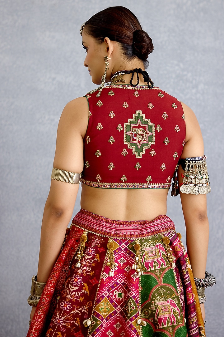 Multi-Colored Jeni Silk Chevron Printed Bridal Lehenga Set by TORANI at Pernia's Pop Up Shop