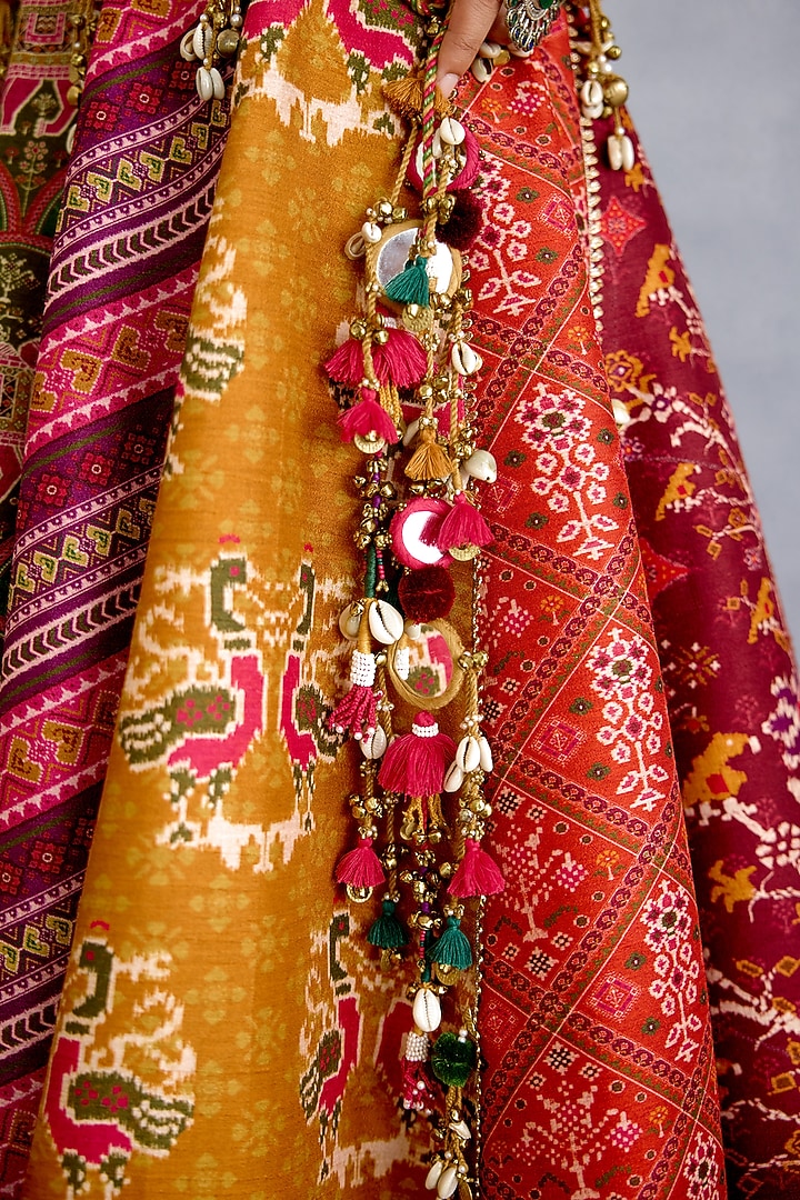 Multi-Colored Jeni Silk Chevron Printed Bridal Lehenga Set by TORANI at Pernia's Pop Up Shop