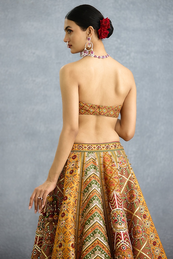 Yellow Jeni Silk Chevron Printed Bridal Lehenga Set by TORANI at Pernia's Pop Up Shop
