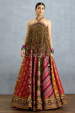 Multi-Colored Jeni Silk Digital Printed Lehenga Set by TORANI