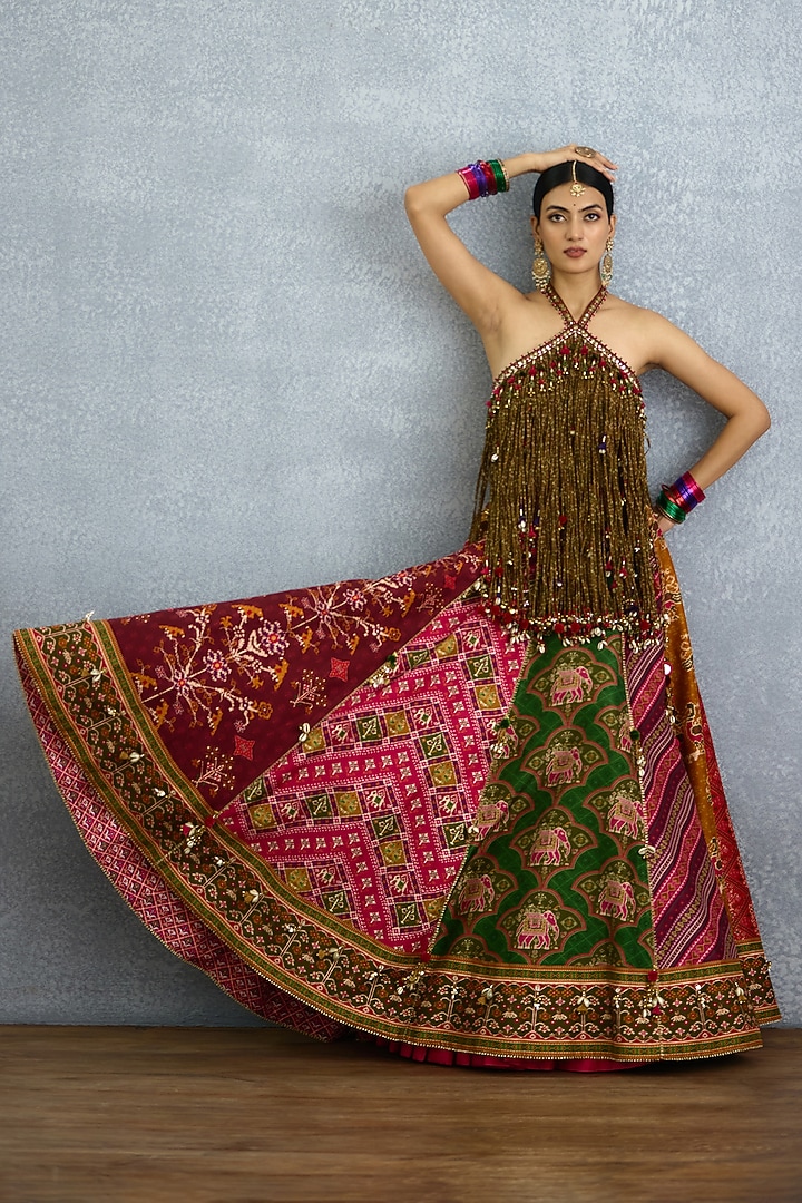 Multi-Colored Jeni Silk Digital Printed Wedding Lehenga Set by TORANI at Pernia's Pop Up Shop