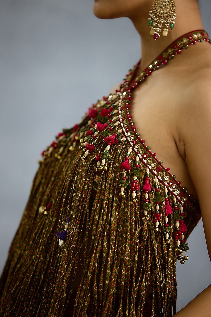 Multi-Colored Jeni Silk Digital Printed Wedding Lehenga Set by TORANI at Pernia's Pop Up Shop