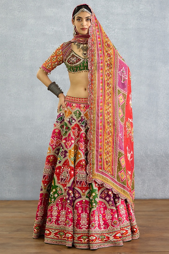 Multi-Colored Jeni Silk Patola Printed Bridal Lehenga Set by TORANI at Pernia's Pop Up Shop