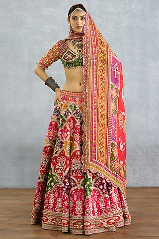 Multi-Colored Jeni Silk Patola Printed Lehenga Set by TORANI