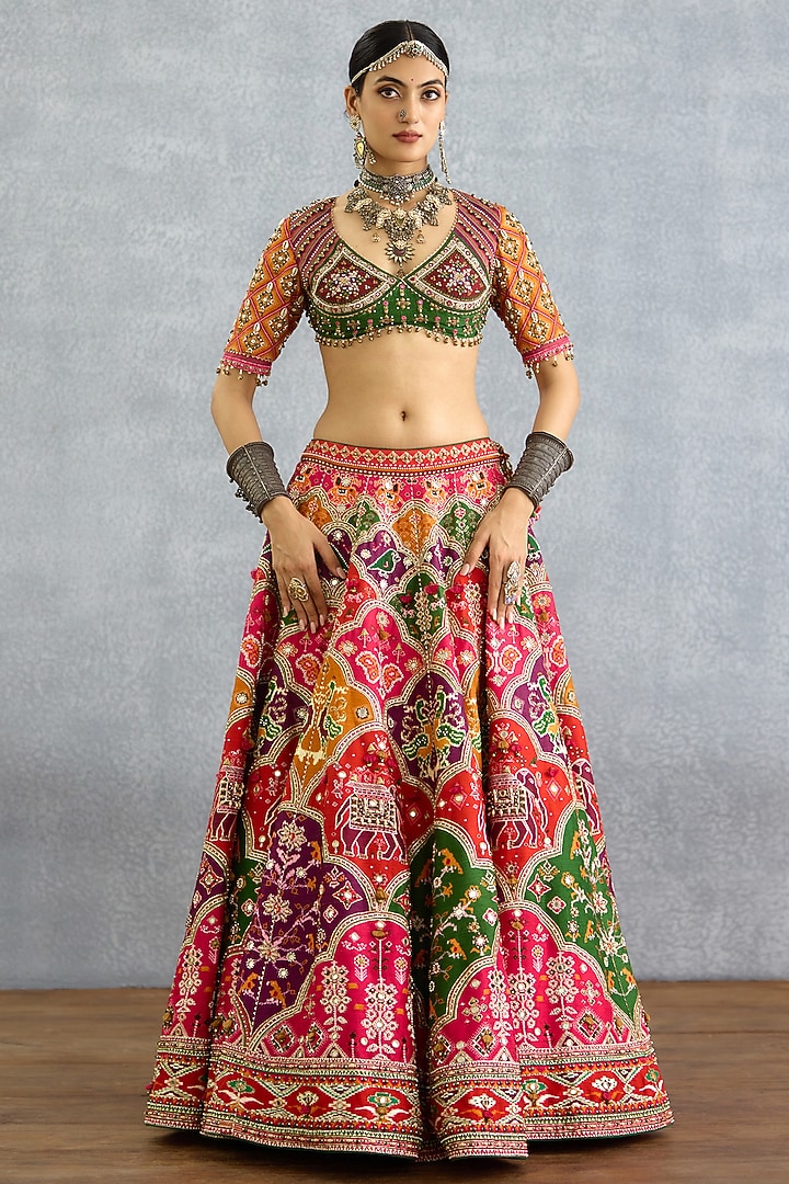 Multi-Colored Jeni Silk Patola Printed Bridal Lehenga Set by TORANI at Pernia's Pop Up Shop