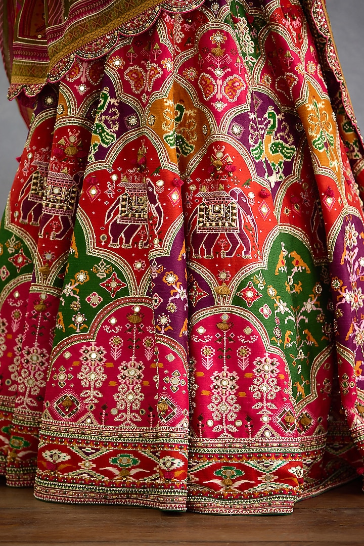 Multi-Colored Jeni Silk Patola Printed Bridal Lehenga Set by TORANI at Pernia's Pop Up Shop