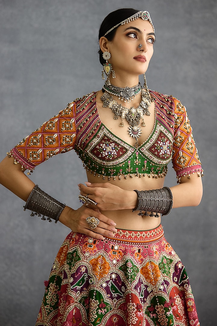 Multi-Colored Jeni Silk Patola Printed Bridal Lehenga Set by TORANI at Pernia's Pop Up Shop