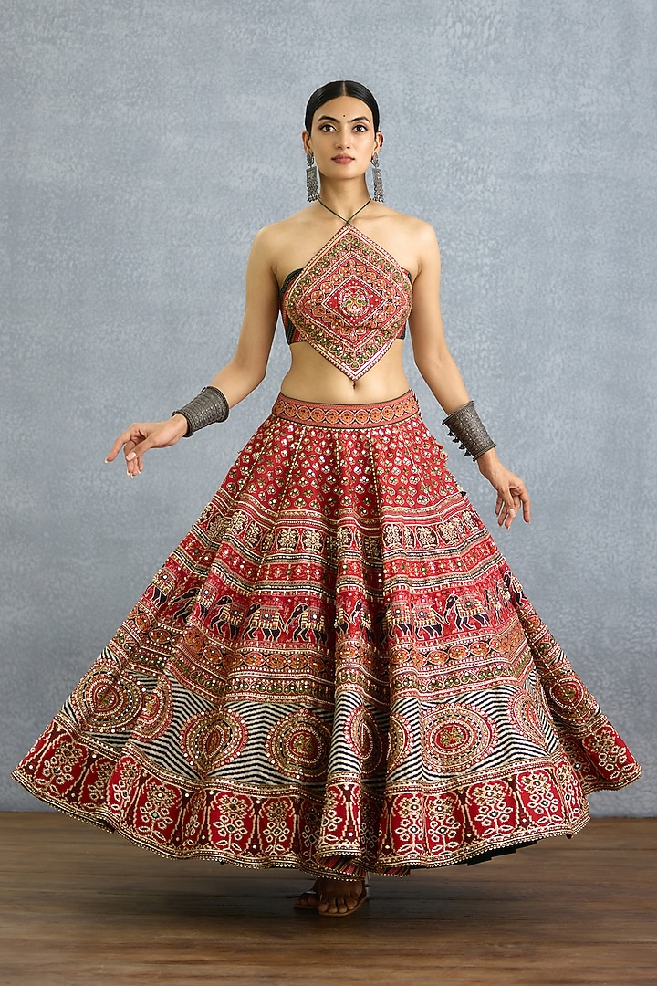 Multi-Colored Jeni Silk Patola Printed Bridal Lehenga Set by TORANI at Pernia's Pop Up Shop