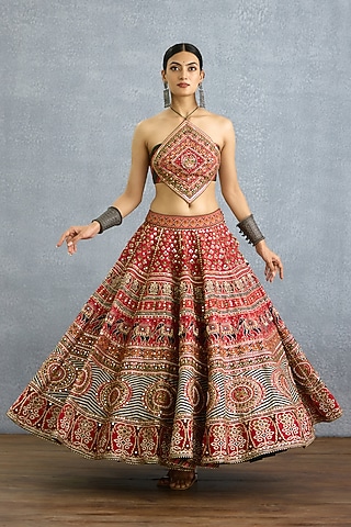 Multi-Colored Jeni Silk Patola Printed Lehenga Set by TORANI