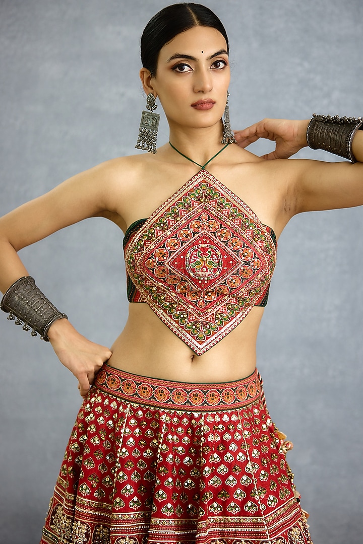 Multi-Colored Jeni Silk Patola Printed Bridal Lehenga Set by TORANI at Pernia's Pop Up Shop