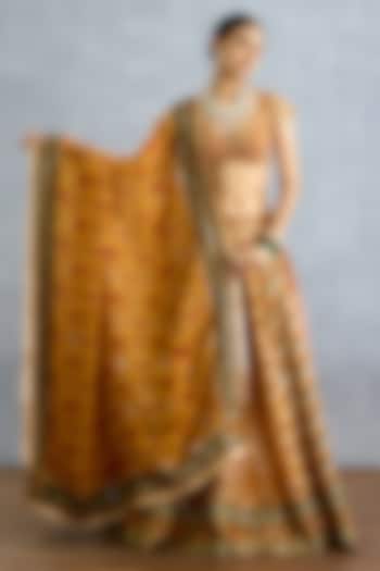 Yellow Jeni Silk Chevron Printed Bridal Lehenga Set by TORANI at Pernia's Pop Up Shop