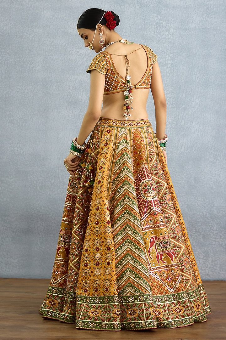 Yellow Jeni Silk Chevron Printed Bridal Lehenga Set by TORANI at Pernia's Pop Up Shop